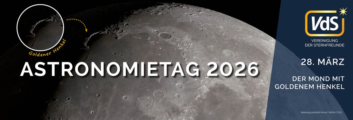 Motto des Astronomietags 2026 – der Mond mit dem goldenem Henkel